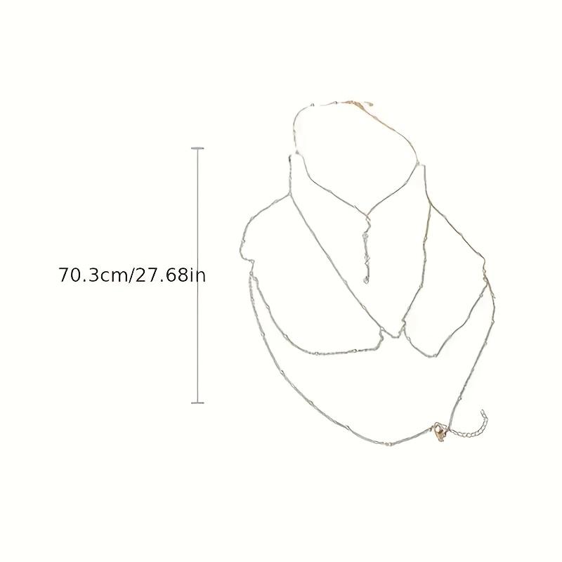1 piece women's body chain necklace - exquisite thin chain layered jewelry, sparkling chain design, elegant party necklace, ideal Valentine's Day gift, suitable for daily wear and special occasions, versatile accessory for all seasons