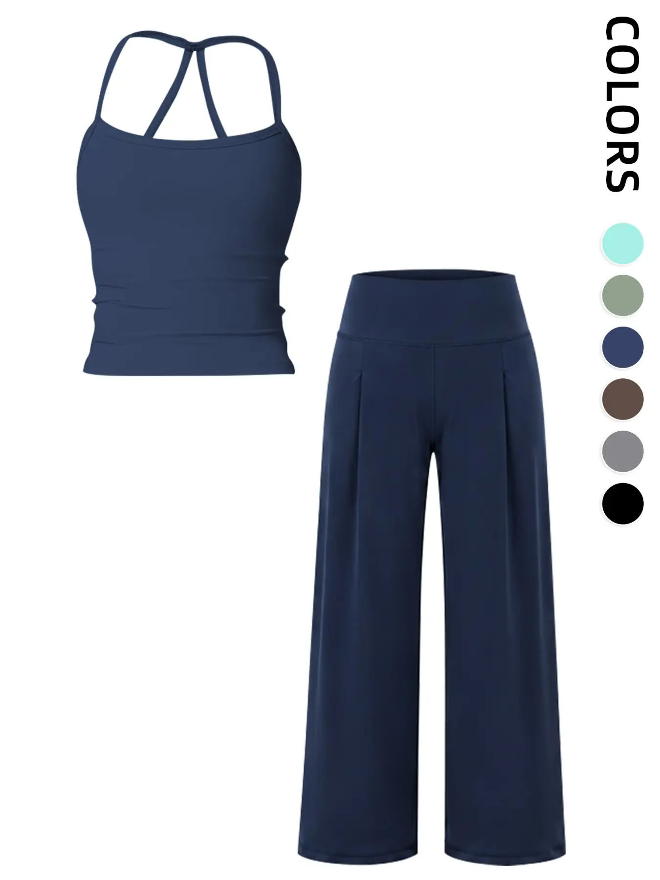 Women's 2-Piece Solid Color Sports Bra Top and Long Pants Set, Comfortable Yoga, Casual Slim-Fit, All Seasons, Workout Yoga Set