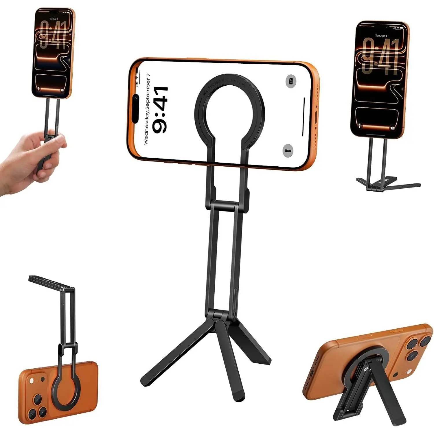 Foldable  Phone Tripod for MagSafe for Smartphone Stand | 360° adjustable,3-in-1 grip&stand selfie stick,for Magsafe accessories,pocket lightweight,for live stream,travel photography