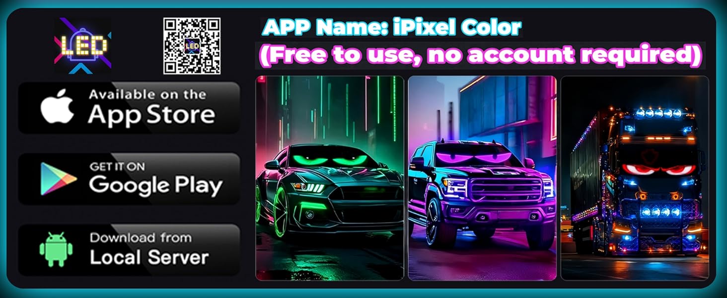 Devil's Eye Light - Upgrade Programmable Dynamic Led Display with Remote + APP Dual Control, Custom Text, Animations & Graphics for Trucks/RV (Trucks/RV)