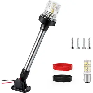 12 Inches IP67 Waterproof Anchor Boat Stern Light, White Fold Down Marine LED Navigation Lights for Pontoon Jon Boat and Bass Boats 12-24V