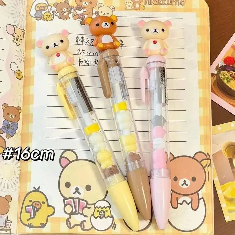 Rilakkuma Beaded Gel Pen Cartoon 0.5mm Black Ink Press Pen Signing Pen Students Exam Writing Pens Friend Girl Birthday Gifts