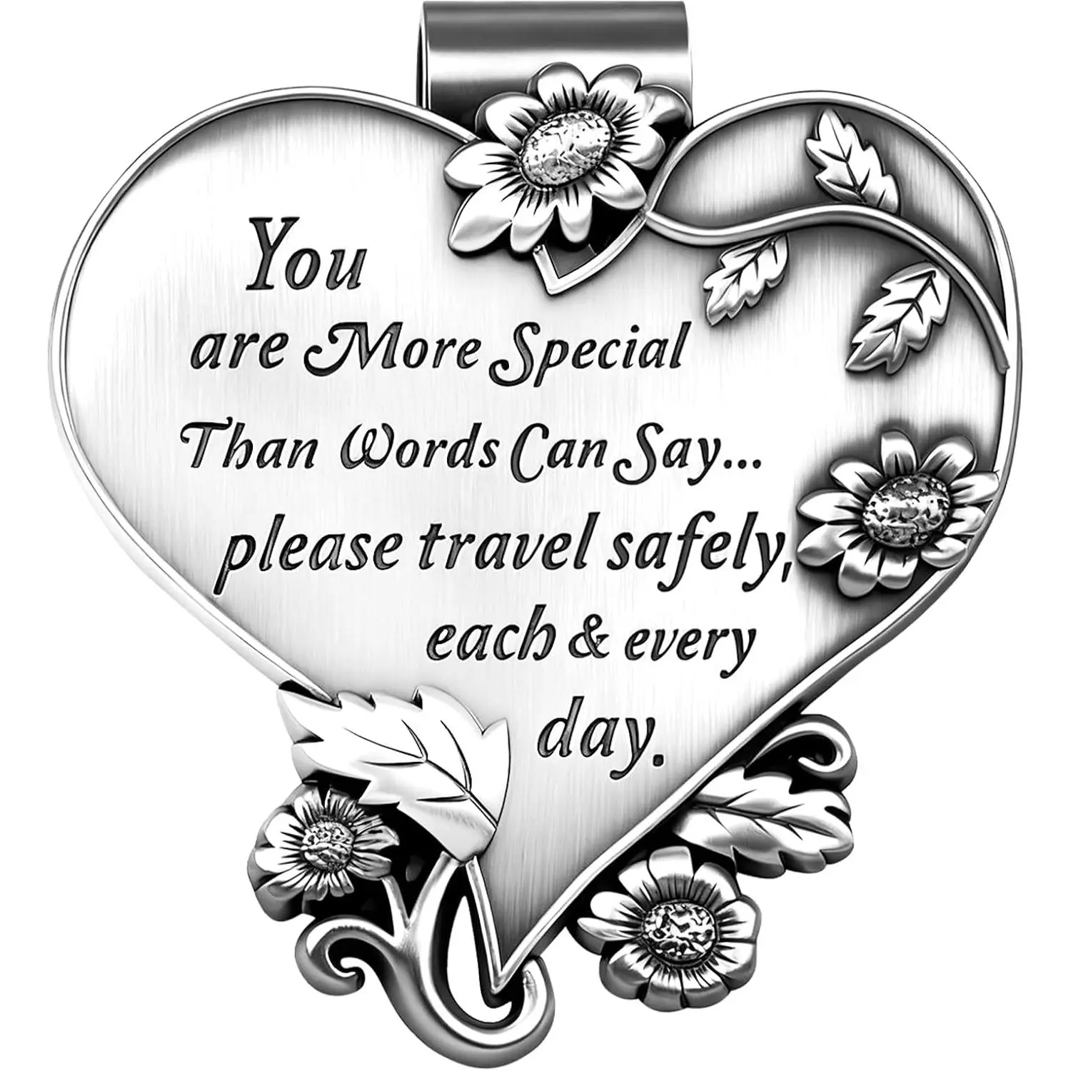 Heart-Shaped  Visor Clip,  Visor Medal Accessories Gifts | Driving Safety Prayer Bless Religious  for Family, ,  Drivers