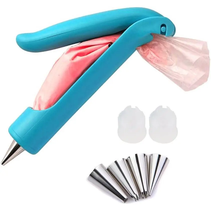 Icing Piping Tip Set, Handheld Control Cake Decorating Pen Kit | Seamless design, non-stick & dishwasher safe; steel build; for cakes, cupcakes, cookies & fondant; fits bakers & beginners