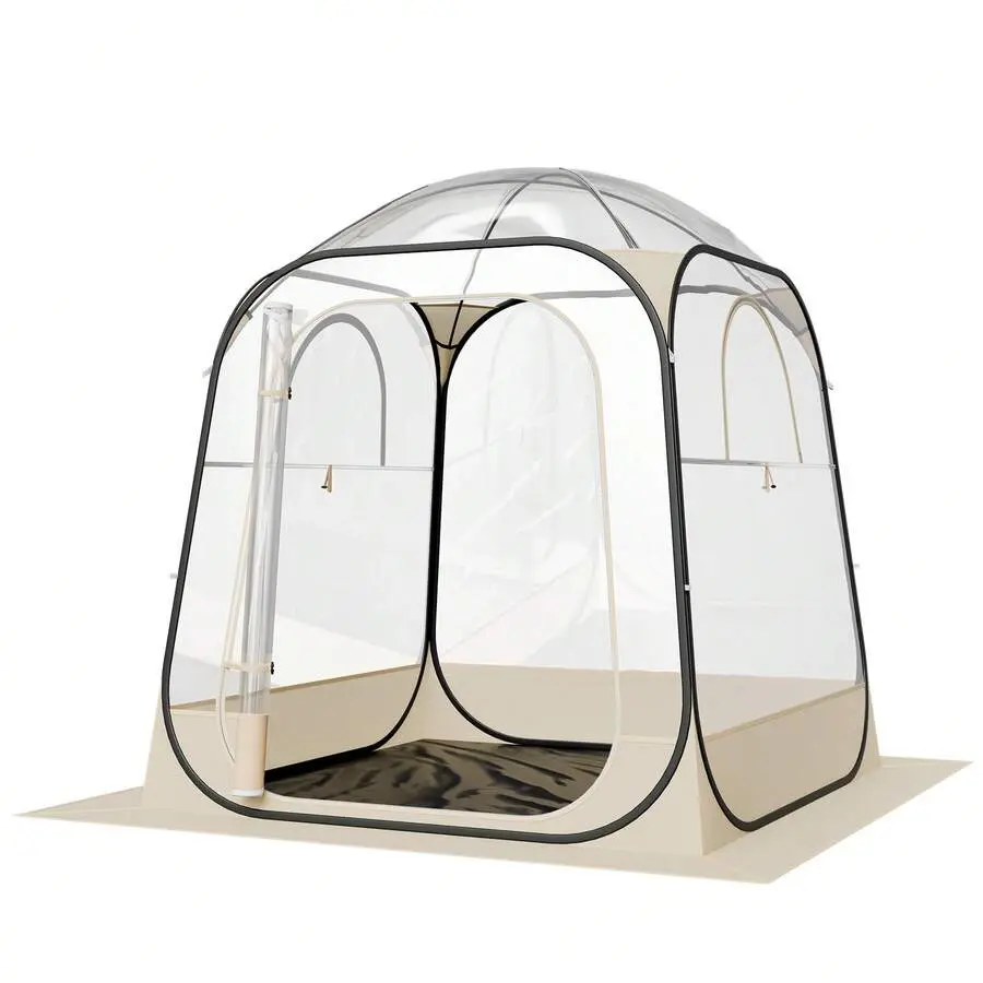 Pop Up Sports Tent, 63x63 In Clear Bubble Tent For 2-4 Persons, Waterproof Outdoor Pod With Floor Mat & Top Cover, Garden Dome Tents Camping Shelter For Events Fishing Cheering