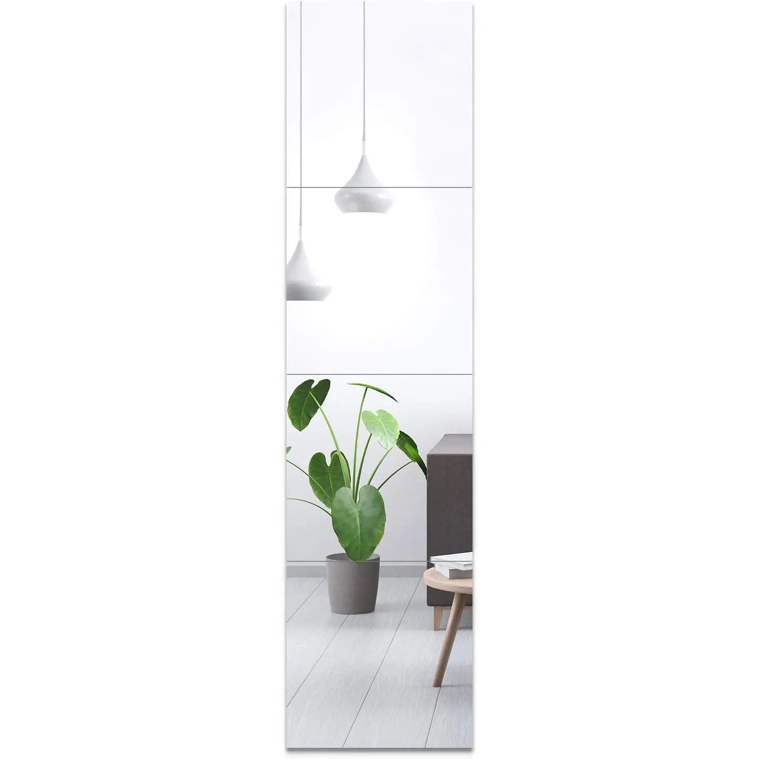 ® Full Length Mirror Tiles, Frameless Glass Wall Mirror 12 Inch x 4 count,  Mirror, Long Mirror, Gym Mirrors for  Gym, for Door, Closet, Room, Easy to Install