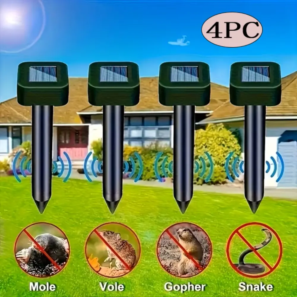 [Courtyard, Lawn, And Horticulture]4pcs Upgrade Ultrasonic Solar Snake Destroyer, IP44 Sonic Spike Destroyer, Used for Outdoor Lawn, Garden, Yard, All Pests, Mole, Rodent Destroyer
