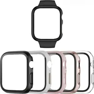 5-Pack Smart Watch Protective Case with Tempered Glass Screen Protector, Anti-Drop PC Cover for Series 1-10, SE & Ultra, Durable Wearable Accessory for Sports & Outdoor Use