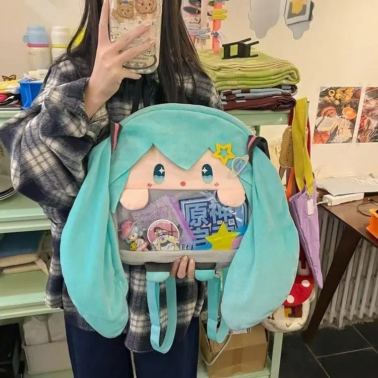 Hatsune Miku Backpack, Kawaii Anime Style School Bag for Girls, Japanese Aesthetic Large Capacity Student Backpack, Cute Otaku Ita Bag
