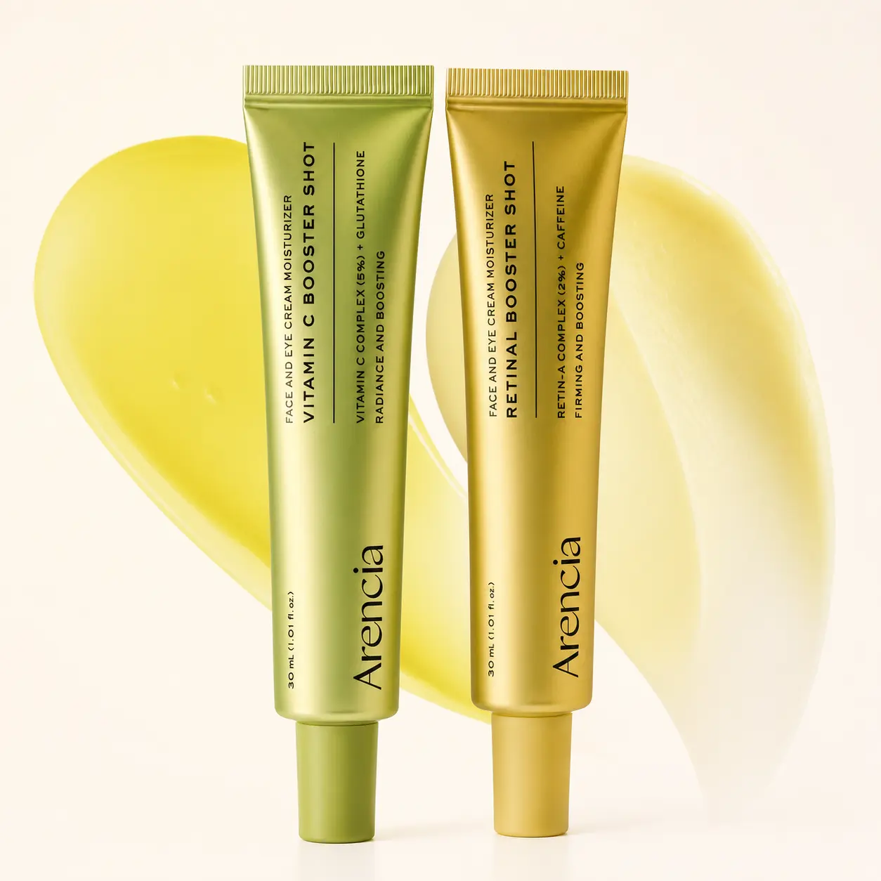 Arencia Vitamin C and Retinal Booster Shot Duo - Vitamin C & Retinal for Day And Night Brightening, Pore Minimizing, Moisturizing, and Fades Dark Spots|   1.01 fl oz + 1.01 fl oz