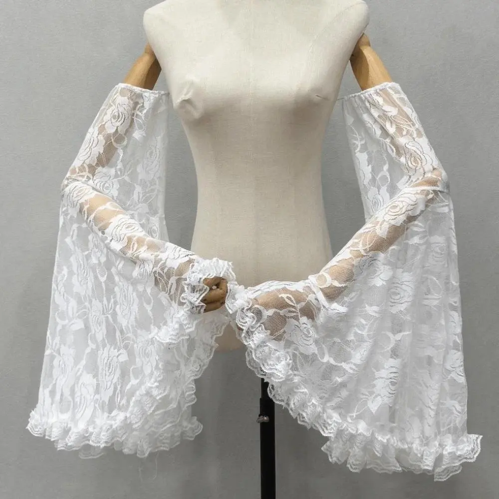 Fashion Sunscreen Long Tulle Sleeves Thin Breathable Detachable Sleeves Lace Sheer Bridal Gloves Gothic Events
