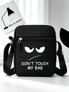 Men's Sporty Messenger Bag, Print Pattern, All Seasons, Mini Crossbody Backpack, Ideal for Commute and Daily Use, Don't Touch My Bag Design