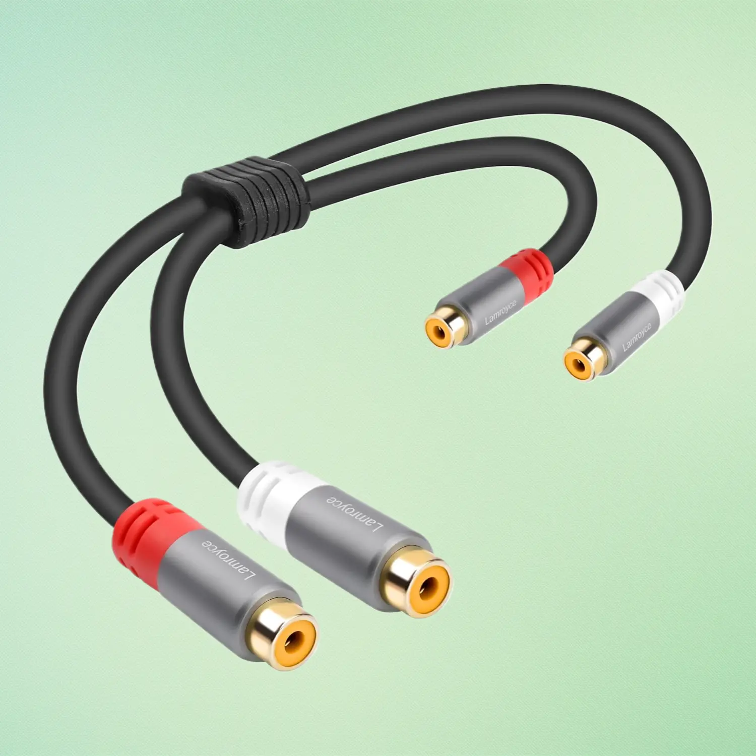 2RCA Female-to-Female Alloy Shell Coupler Cable (0.6Ft), Dual RCA Stereo Extension Plug Adapter, Gold-Plated Aluminum for Home Theater Hi-Fi, Home Audio Accessories