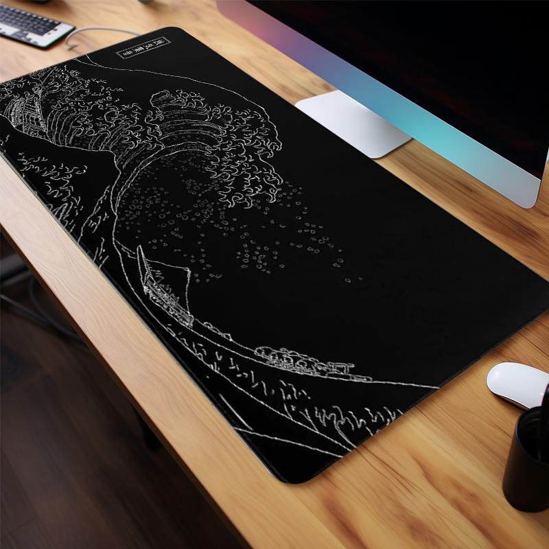 Rectangle Large Mouse Pad, 1 Count Wave Pattern Design Waterproof Mouse Mat with Non-slip Rubber Base, Smooth Desktop Mouse Pad for Home & Office, Gaming Desk Accessory