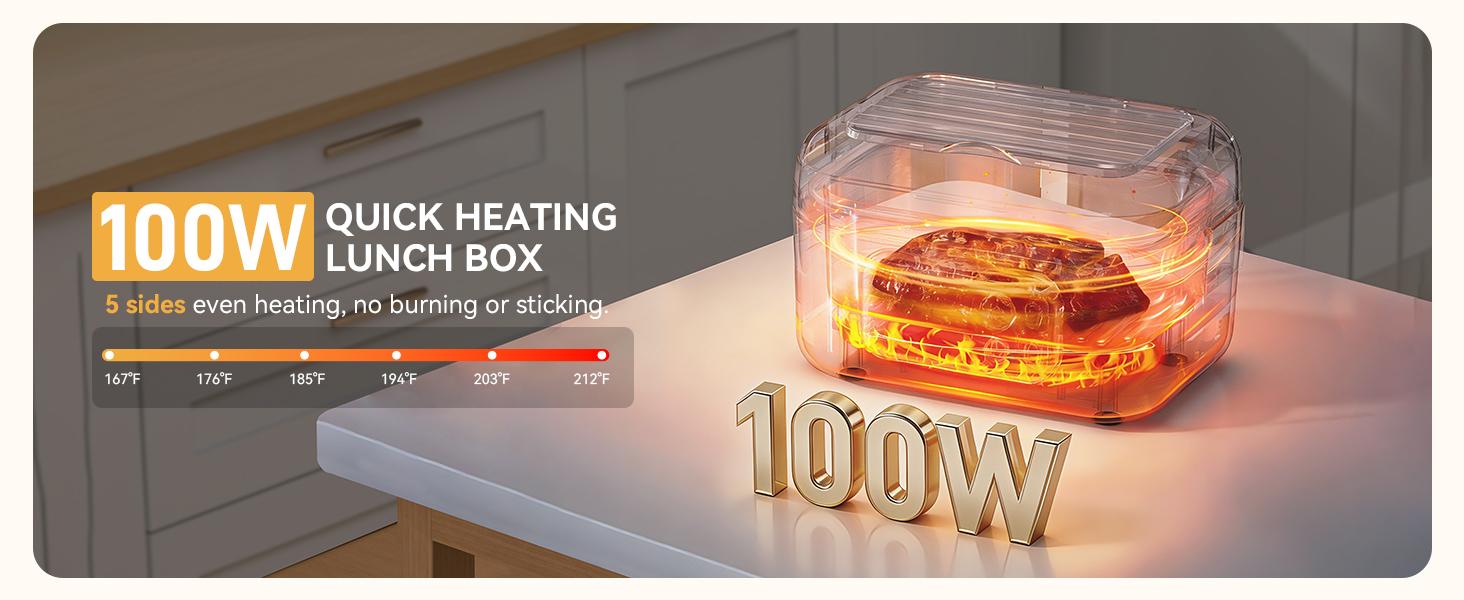 Yofidra Cordless Heated Lunch Box, 24000mAh 100W Electric Lunch Box with Smart Timer, 6.3-Cup Super Large Lunchbox for Men & Women, Portable Food Warmer with Insulated Bag for Outdoor/Office, Black