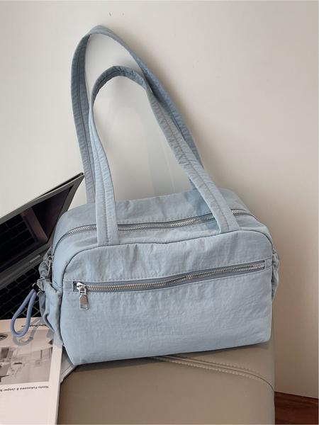 Fashionable and lightweight travel, fitness, leisure, nylon cloth handbag, simple and versatile, portable single-shoulder underarm bag for commuting, zipper closure, multiple colors optional, suitable for short trips, sports, fitness, campus commuting, an