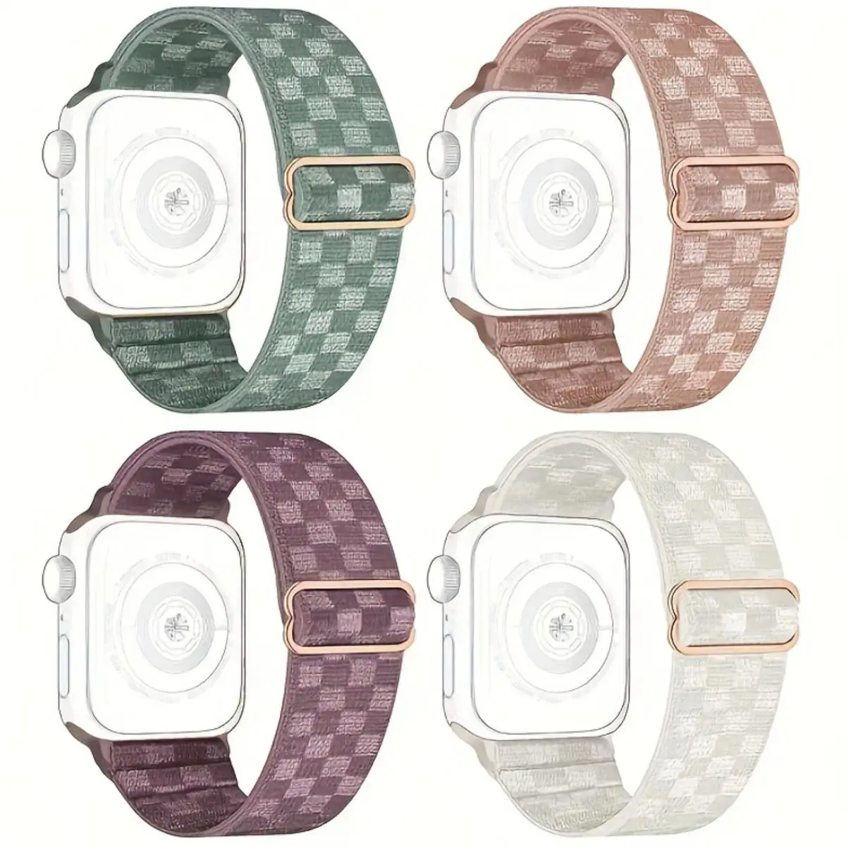 Classic Checkered Nylon Smartwatch Replacement Wrist Strap - Unisex Neutral Wearable Accessory, Breathable Comfortable, 1 Size Available, Ideal for Daily Casual & Street Fashion, Only Wrist Strap Included