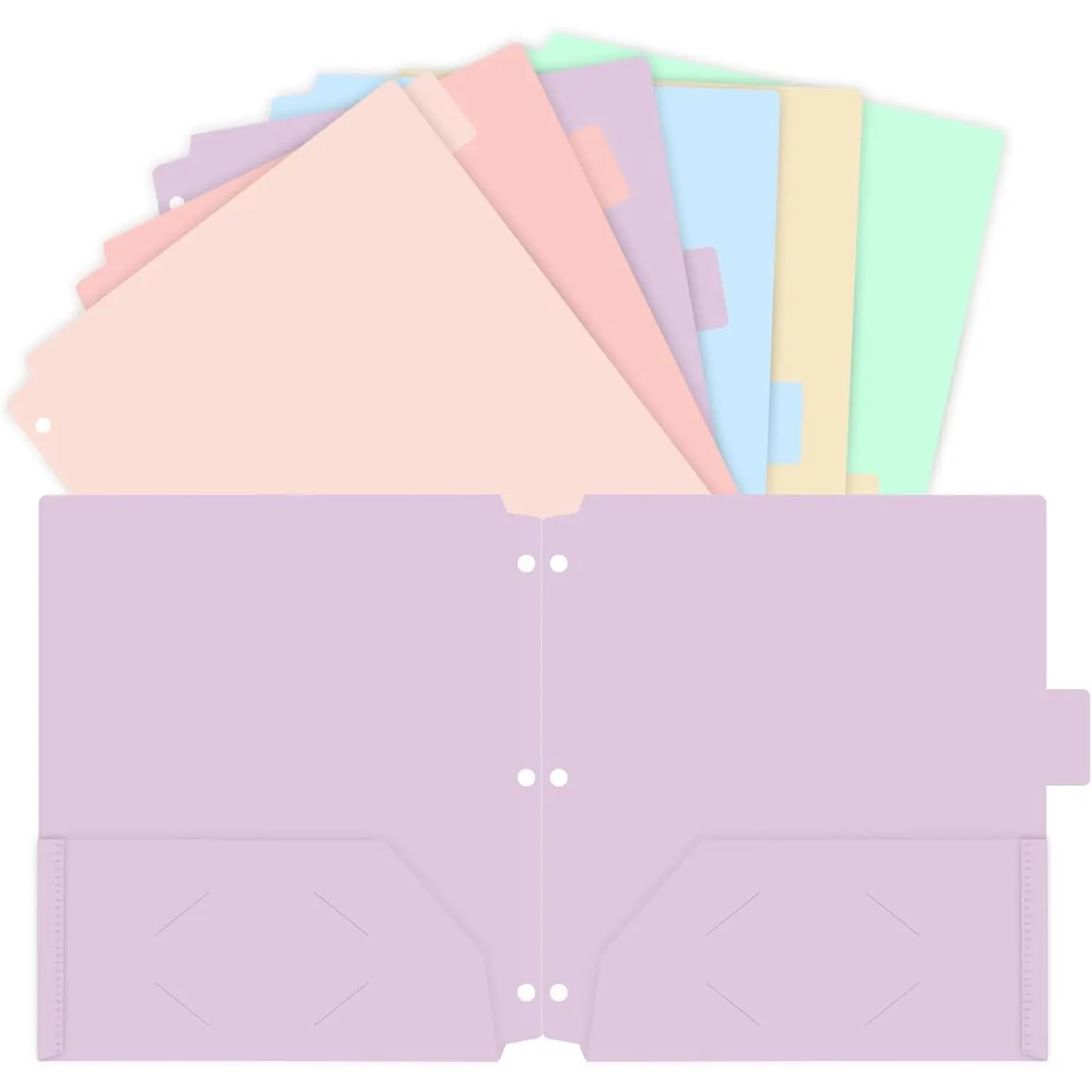 Pastel Pocket Folders, 6 Pack Plastic 2 Pocket Folders with Tabs | Plastic Pocket Folders with 2 Pockets, Pastel Colors and 1/6 Cut Tabs, Letter Size for 3 Ring Binders, School and Office