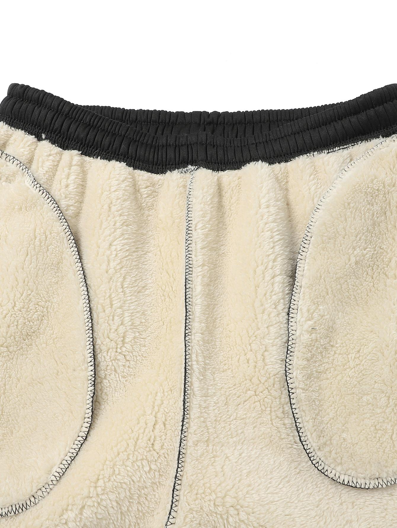 Two Jogger Pants with Elastic Waistband and Drawstring, Side Zipper, Fleece Lining, Urban Commuter Office Worker Outfit, Flowy Relaxed Fit with Ankle Cuffs, Fleece Lined Training Gymwear