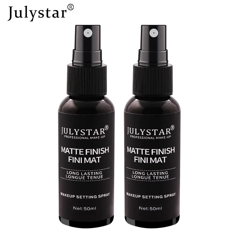 Julystar Matte Finish Setting Spray 2 Pack, 16H Long Lasting Oil Control Makeup Lock, Waterproof Smudgeproof Finishing Mist, Portable Travel Size Face Setting Spray，50ml+50ml