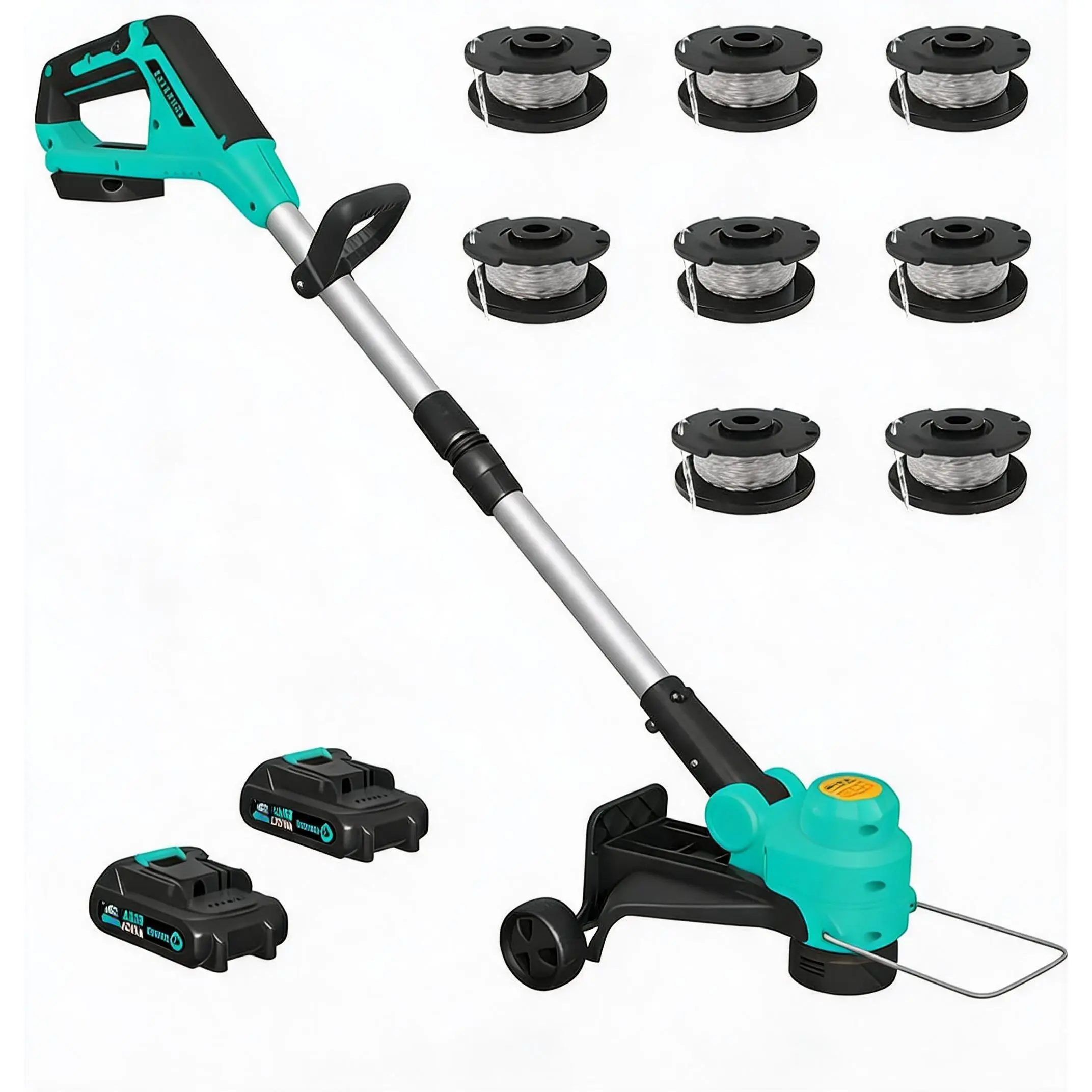 20V Wireless String Trimmer & Edger - 12-in Cutting Width, 2 x 2.0Ah Batteries, Fast Charger, 8 Spool Lines, Wheels, Lightweight Weed Wacker for Lawn, Garden Care