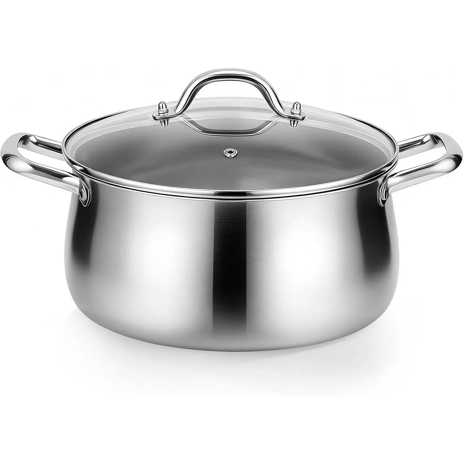 Tri-Ply 8 Quart Stainless Steel Stock Pot - Heavy Duty Large Induction Cooking Pot with Lid for Pasta, Soup, Spaghetti, Nonstick Deep Stockpot, Kitchen Cookware for Simmer, Canning, Boiling