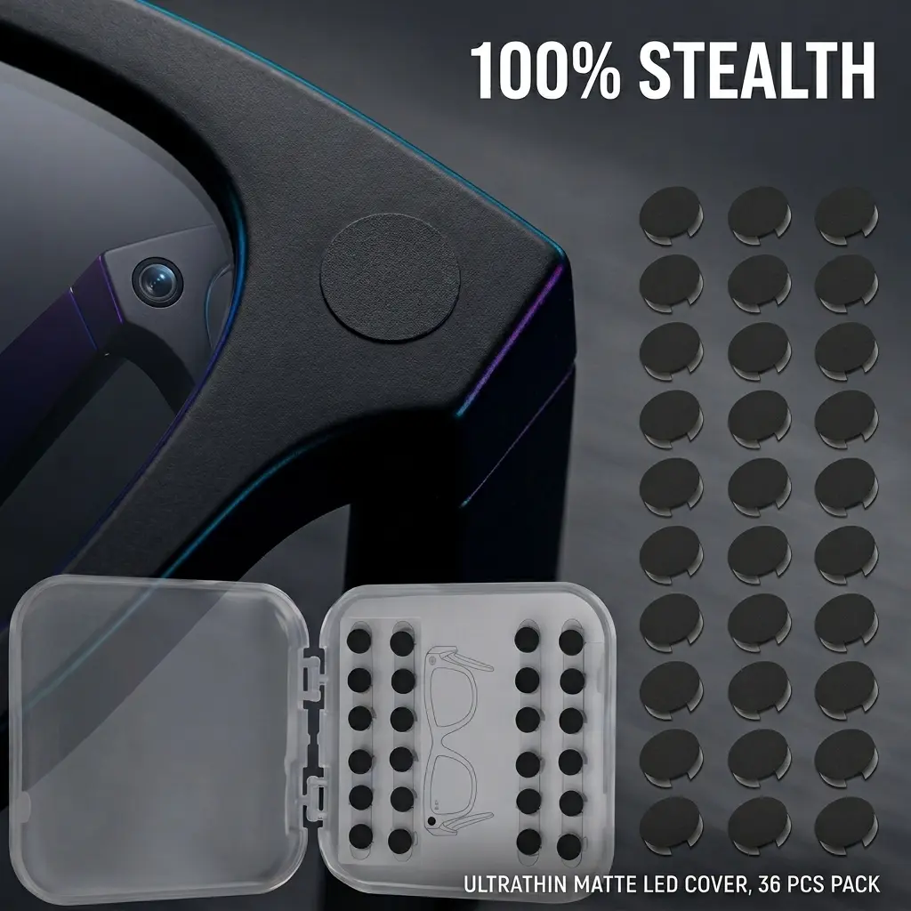 24pcs Restickable Blackout LED Covers Stickers for Adults - 0.03g, Low-Tack, Easy Install & Removal, Stealth Mode Privacy Light Blocking Accessories for Ray-Ban Meta Gen 2 Wayfarer, Skyler & Oakley Smart Glasses (Glasses Not Included), Easy Install And Re