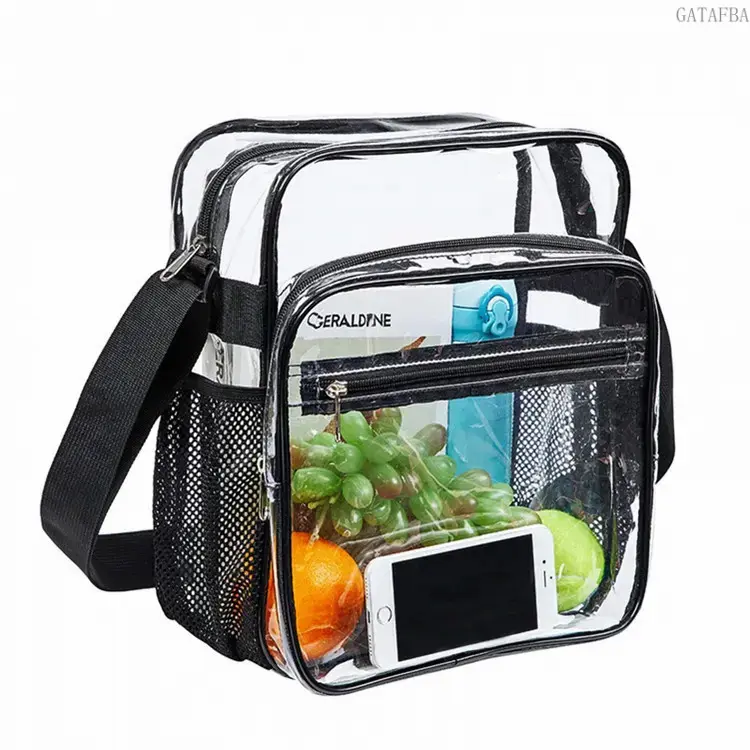 Transparent PVC Adjustable Strap Crossbody Bag, Portable Waterproof Clear Shoulder Purse, Lightweight Daily Commuter & Outdoor Travel Gym Bag