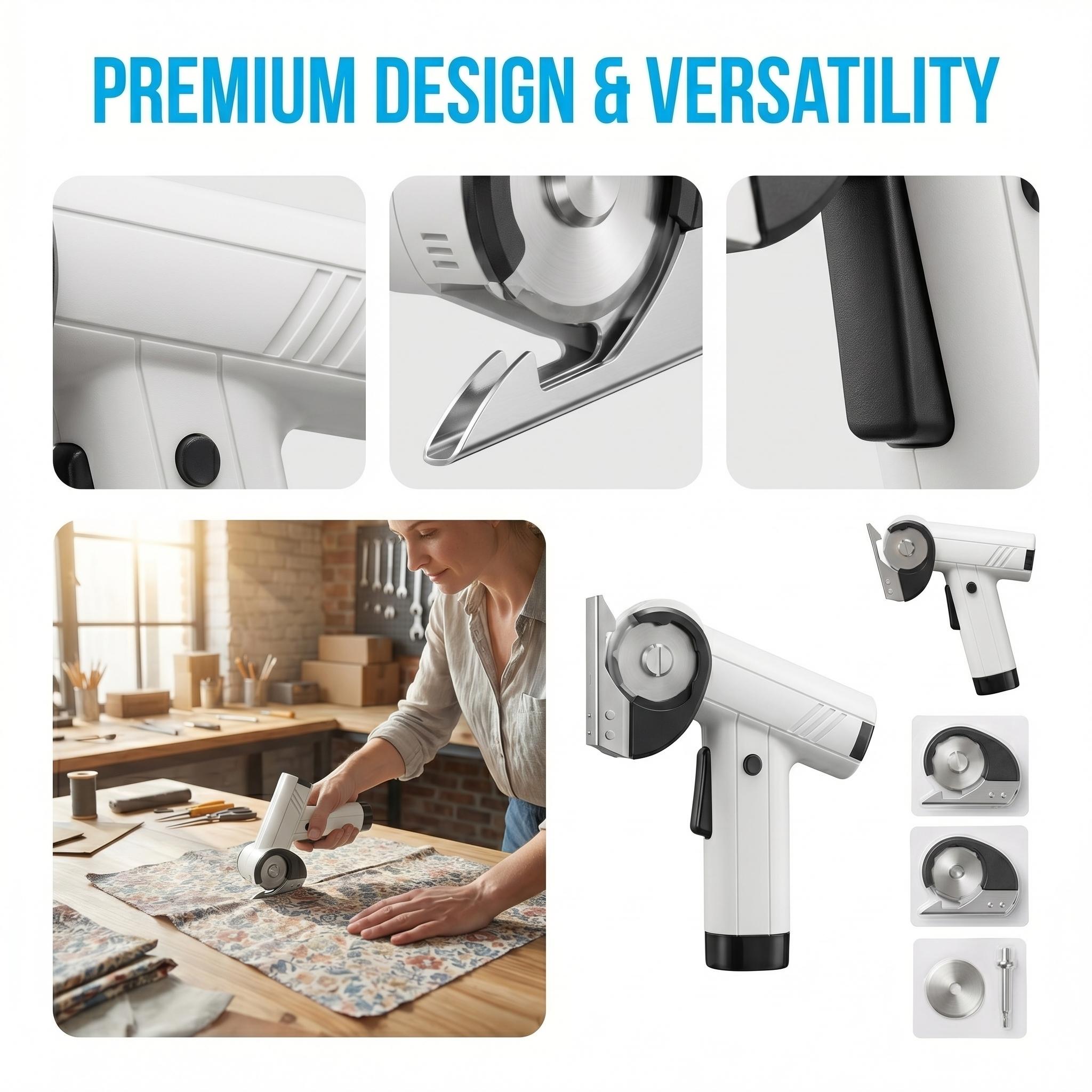 Cordless Electric Scissors| 4-Speed Adjustable Rotary Power Cutter, Heavy-Duty Fabric Cutter for Fabric, Leather, Cardboard, Paper & DIY Crafts, Portable Cutting Tool