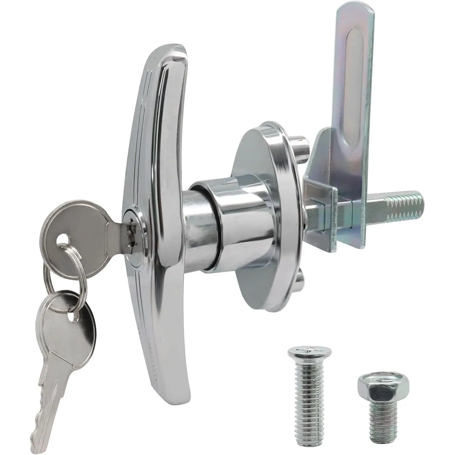1 Pack Silver Right Side T-Handle Lock | For Truck Topper Camper Shell, with Matching Keys