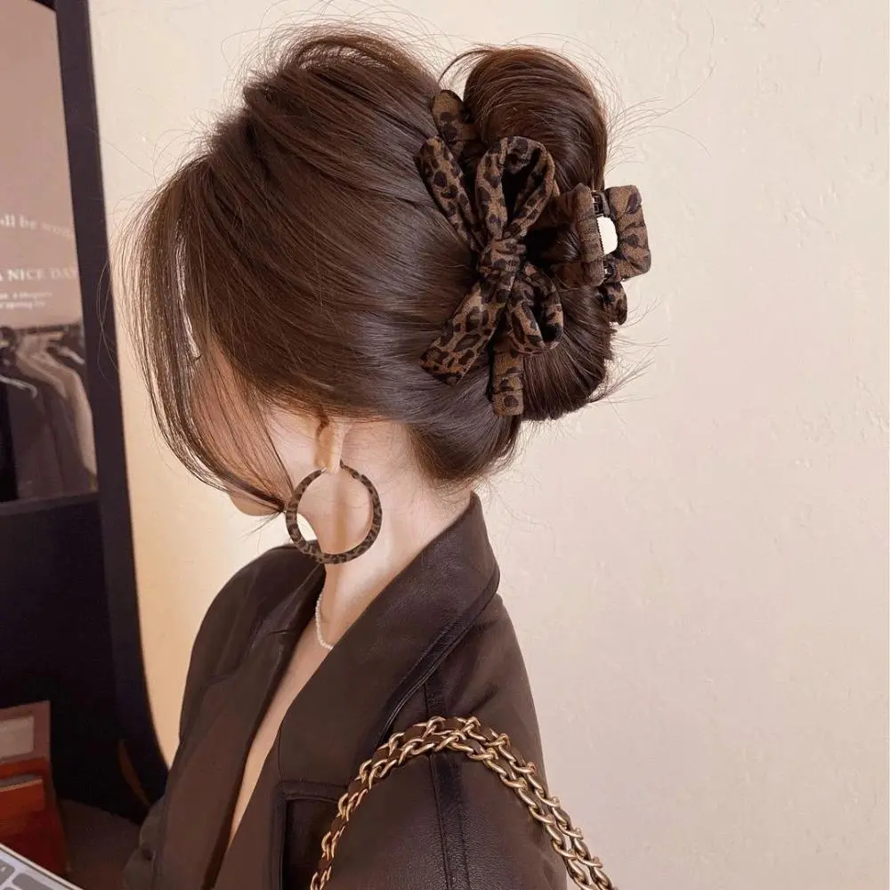 2026 New Leopard Bow Shark Claw Clips, Elegant Large Hair Grab Clips, Premium Fashion Hair Accessories For Women