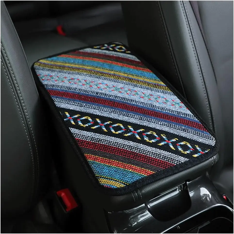 Center Console Cover,Boho  Accessories  Armrest Box Pad for Comfortable Support, Armrest Cover for   SUV Center Console, Decorations Interior Aesthetic (Armrest cover-A)