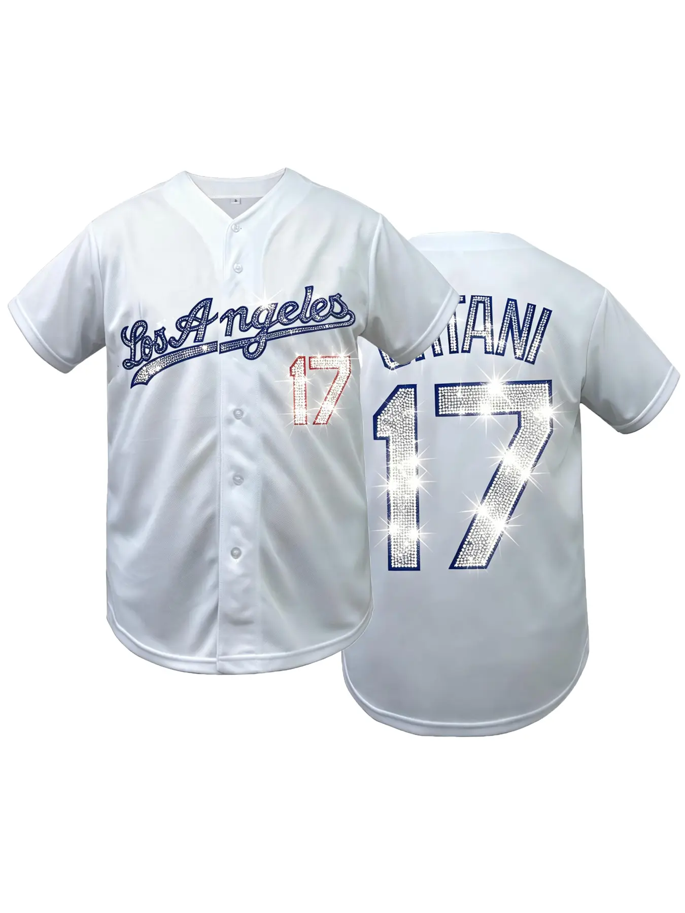 ✨Sparkle LA Baseball Sports Jersey 17 | Bling Rhinestone Embellished Shirt | Unisex Game Day Party Outfit