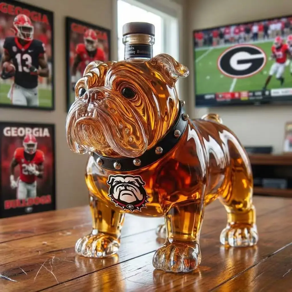 3D Bulldog Glass Whiskey Decanter, Ideal Gift for Bulldogs, 350ML Embossed Design, Perfect for Birthdays, Fathers' Days, Bourbon Enthusiasts