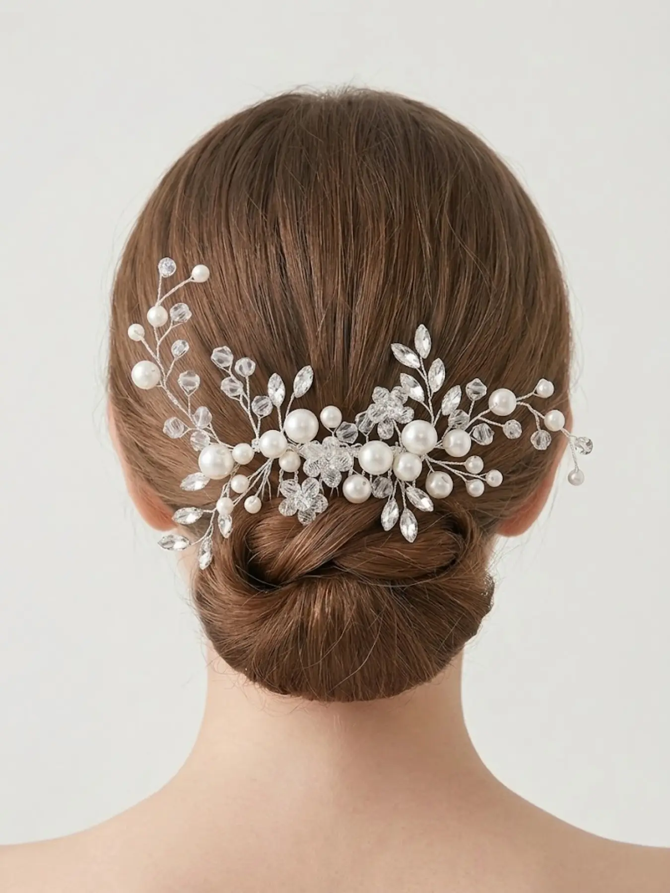 Vintage Style Women's Side Hair Comb, Imitation Pearl Rhinestone Floral Decoration, Elegant Valentine's Day Hair Comb, Bride Hair Accessory, Bridal