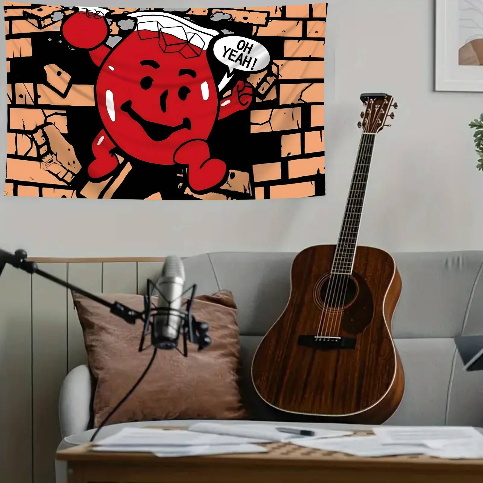 1pc Funny Red Gummy Bear Tapestry Art - Large Wall Hanging with "Oh Yeah!" Design, Vibrant Polyester Fabric, Multiple Sizes (23.6x35.4 Inch) for Bedroom, Living Room, Dorm Decor - Perfect Gift for Gummy Bear Fans, Bear Decor, Home Decoration, Dynamic Artw