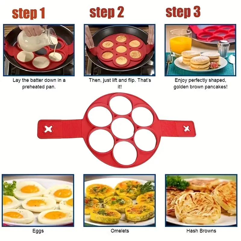 Creative 7-Grid Non stick Pancake Egg Mold Baking Plate - Heavy duty 7-Grid Breakfast Maker, suitable for home and commercial kitchens, easy to clean and durable pancake plate, designed specifically for restaurants, hotels, and homestays