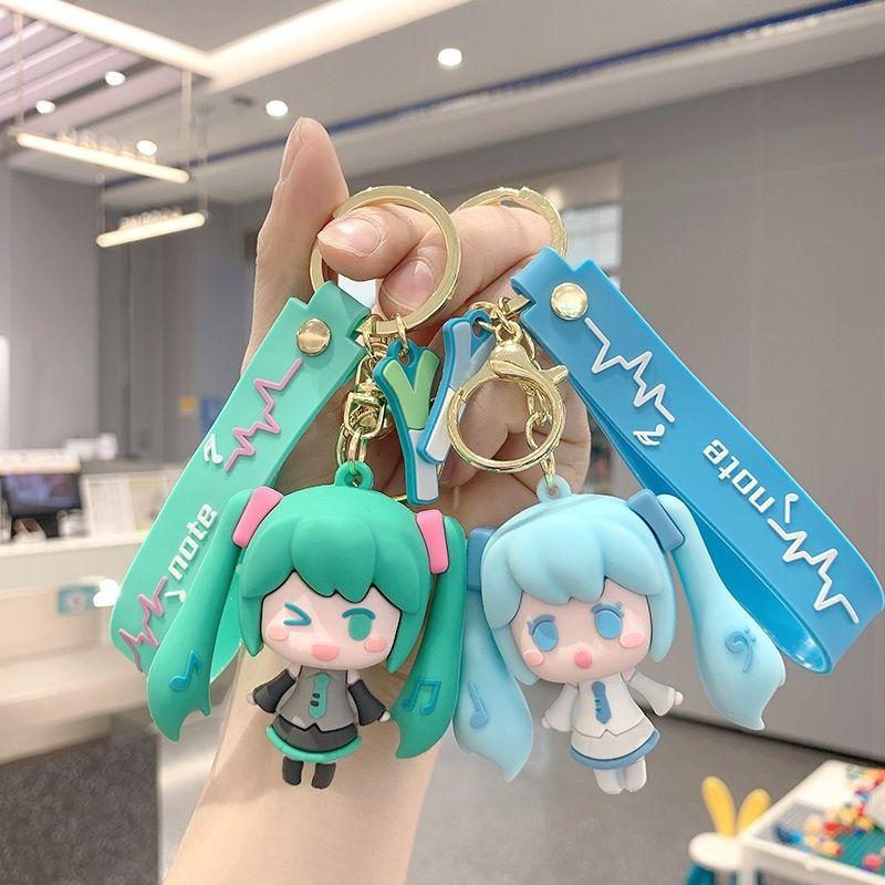 Hatsune Miku Silicone Keychain Kawaii Cartoon Figures Backpack Pendant School Bag Ornament Doll Keychain Toy Children's Gift