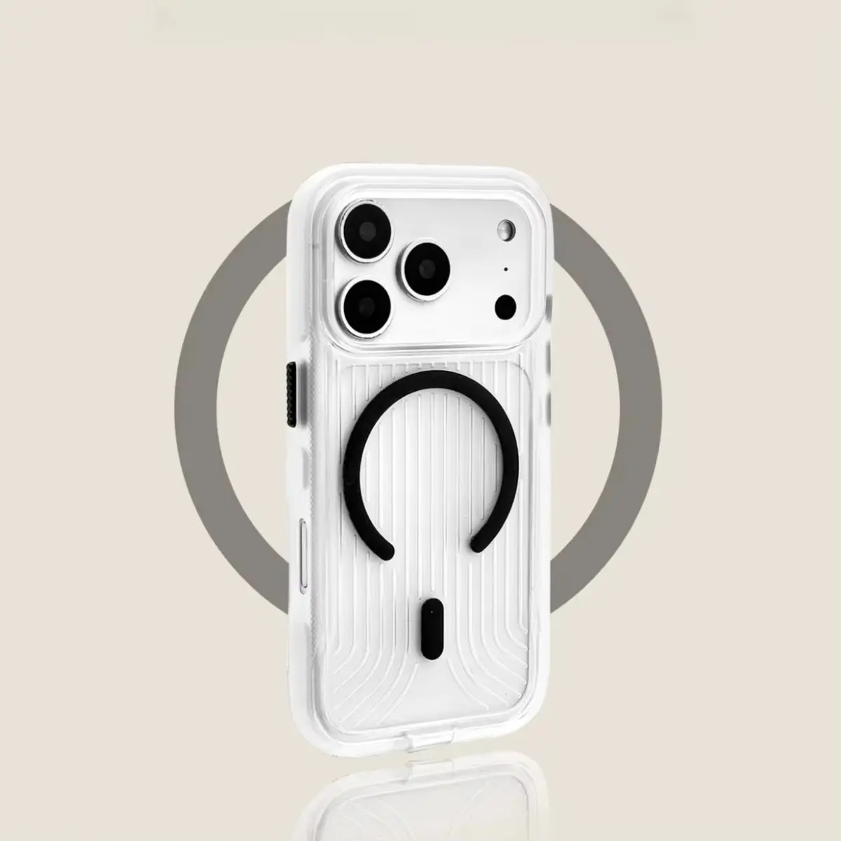 Fashion Transparent Corrugated Magnetic Case for iPhone 17 Pro Max 16 15 14 Plus 13 Military Grade Anti-Drop Protective Cover