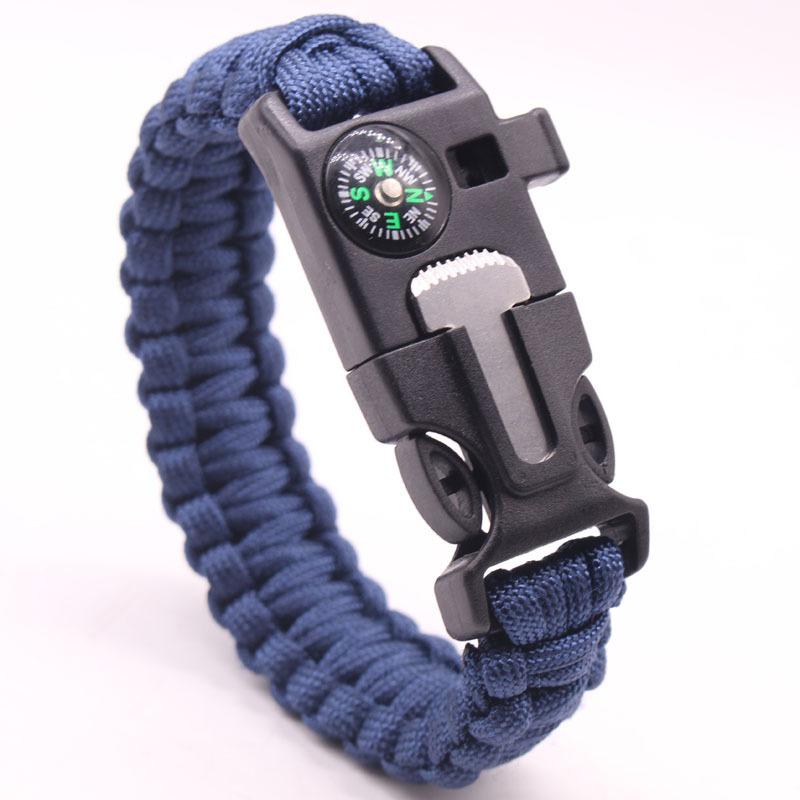 Outdoor Sports Foldable Survival Bracelet Whistle Outdoor Survival Five-in-One Multifunctional Compass Flint Rope Braided Bracelet Camping Pro Off-Road Electric Mountain Bike