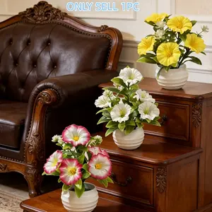 1pc Realistic Mini Morning Glory Potted Plant, Colorful Natural Decor, Ideal for Living Room, Bedroom, Office, All Seasons, Festival Decoration