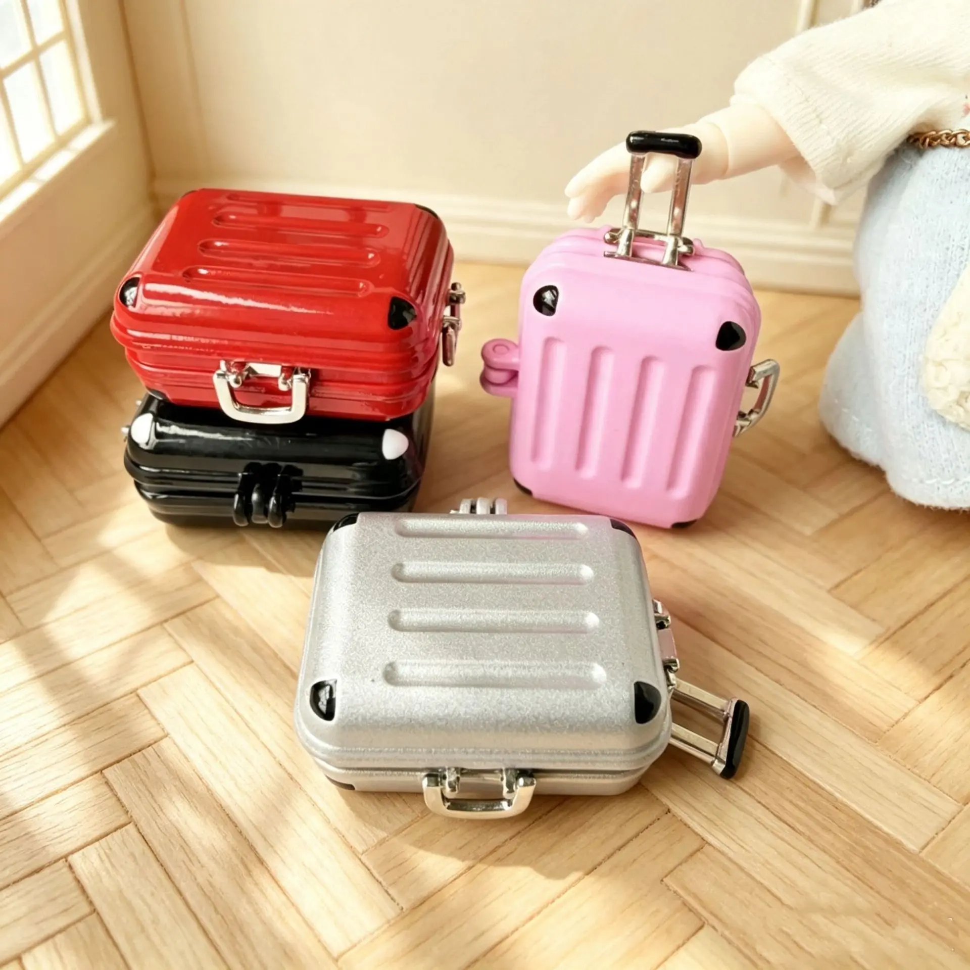 1:12 Dollhouse Miniature Travel Suitcase Metal Luggage Tiny Toy Photo Prop Christmas Easter New Year Gift
