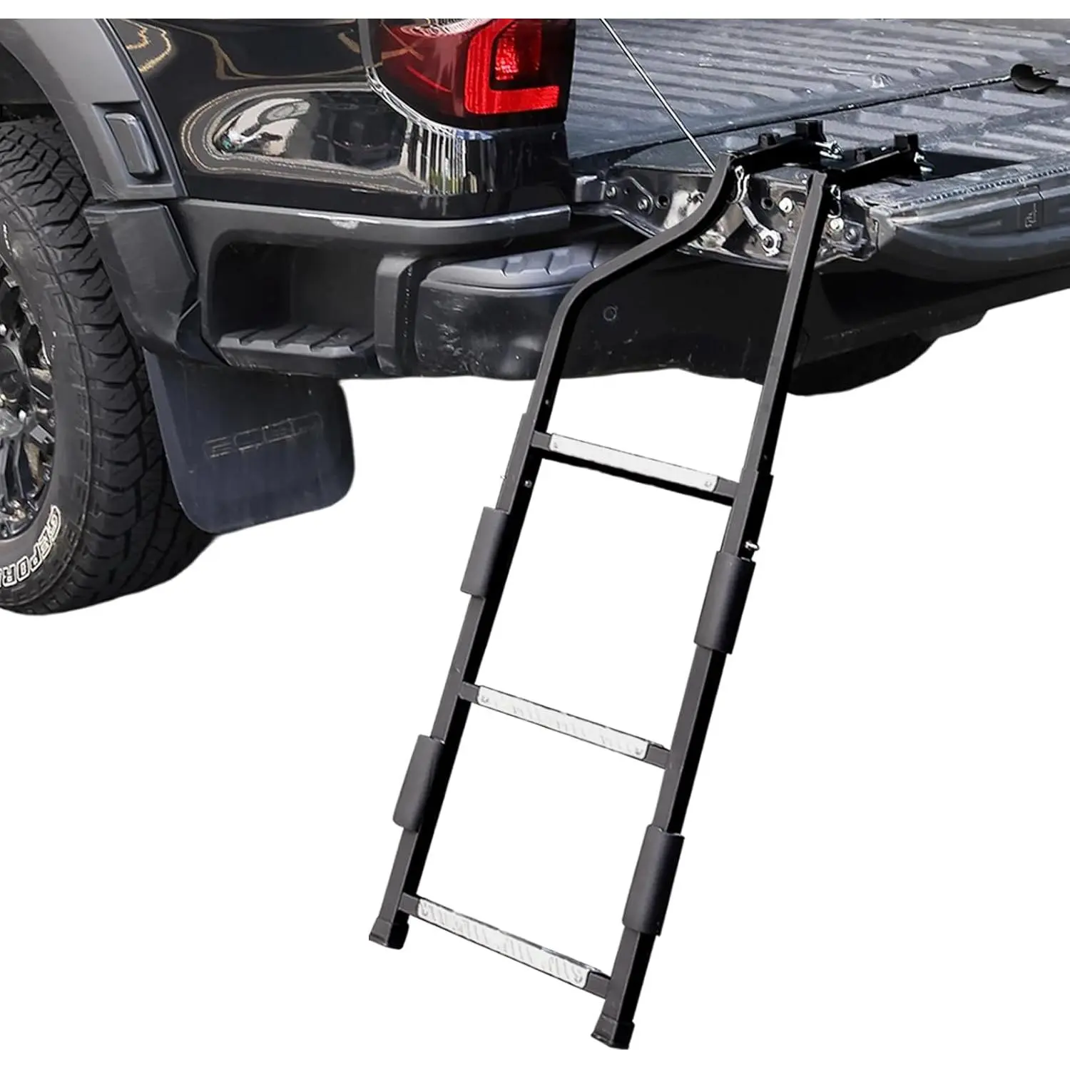 Heavy Duty Universal Fit Pickup Truck Tailgate Ladder, 34"-42" Height Adjustable Step with Non-Slip Wide Pedal, 350 lbs Capacity for Ford Dodge Ram Hilux Chevy GMC
