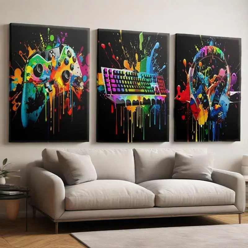 3pcs/set Unframed Canvas Poster Printing and Painting, Wall Canvas Decoration, Canvas Art Prints, Fun for Players - Street Graffit