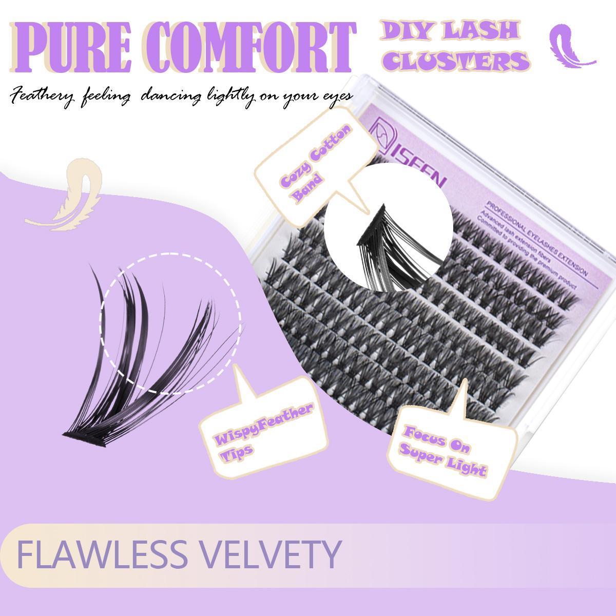 Mixed-Length False Eyelashes with Lash Bond & Seal, Lash Remover, Tweezers, Headband & Wristband, 1 Set Natural-Look Faux Cluster Lashes for DIY Makeup Eyelash Extensions
