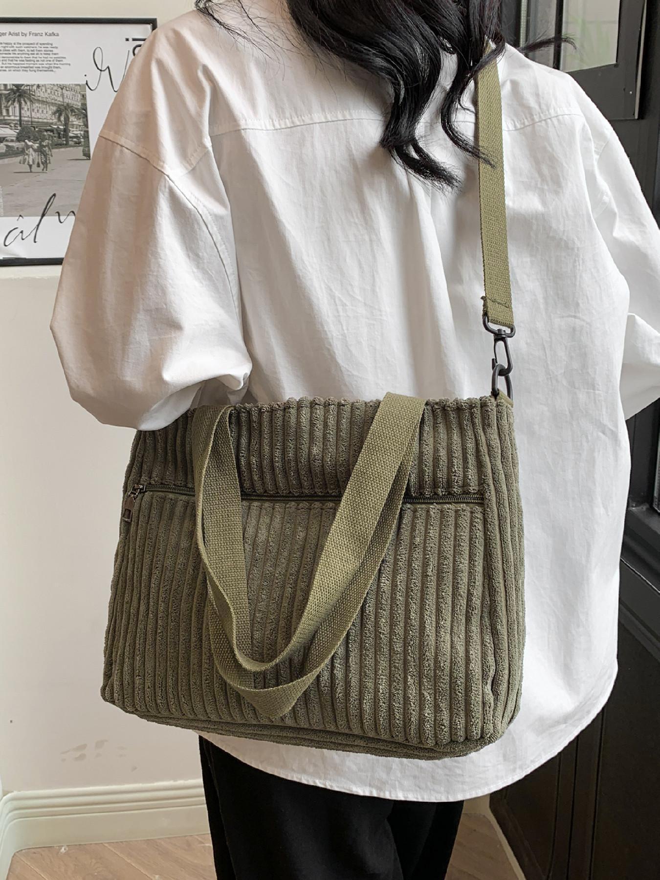 Summer 2025 New Arrival Women's Preppy Minimalist Tote Bag As Gift, Trendy Large Capacity Shoulder Bag, All-match Shoulder Bag for Daily & School Use, Clean Girl Commuter Bag for Teen Student, Valentine's Day, Gift, Everyday Bag