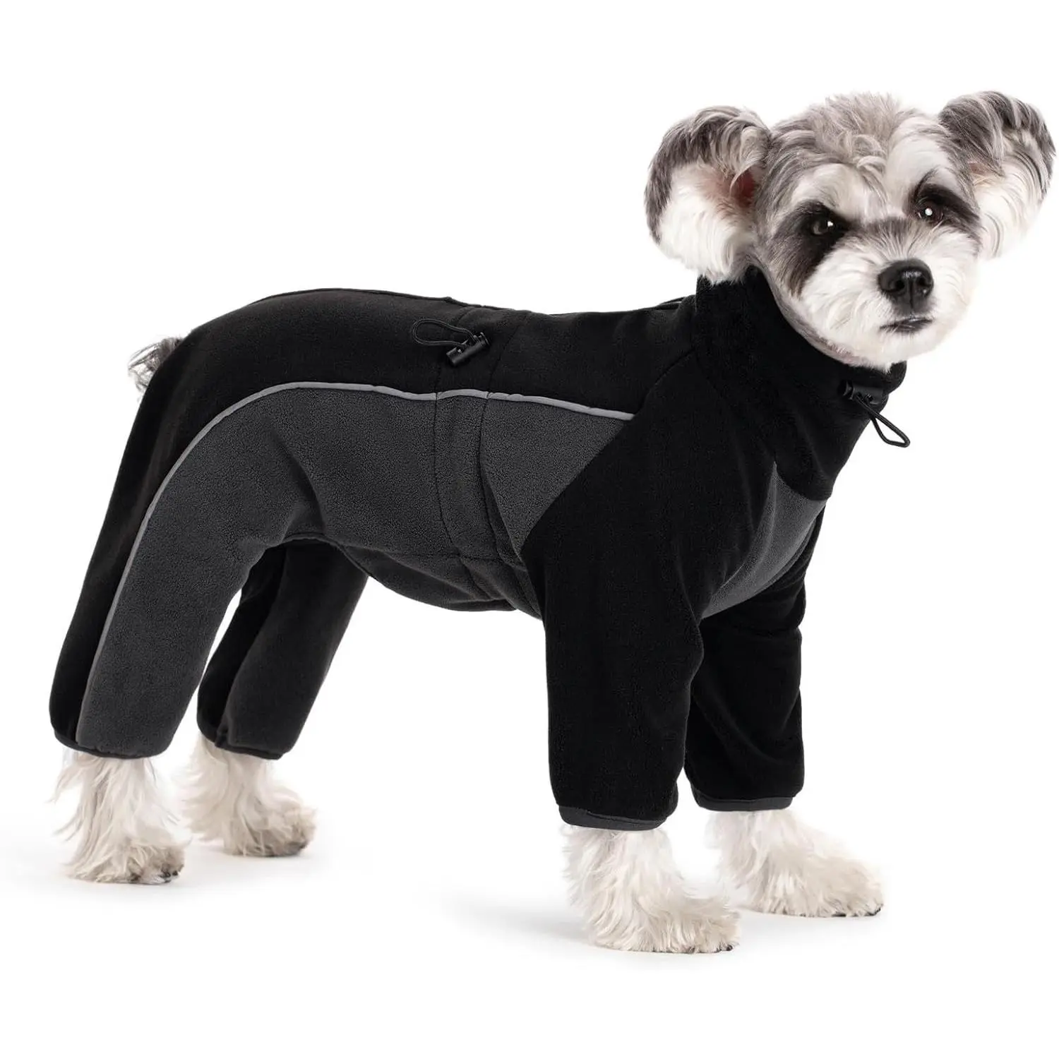 Fleece Dog Coat for Small Medium Dog,Pullover Pajamas Jumpsuit Bodysuit Puppy Coats with Legs, Pet Windproof Warm Cold Weather Jacket Full Body Vest Cozy Snowsuit Outfit Clothes (Black, M)