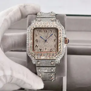 Classic Square Men's Watch Fully Iced Out, Perfect for Business & Parties, High-End Elegant Style