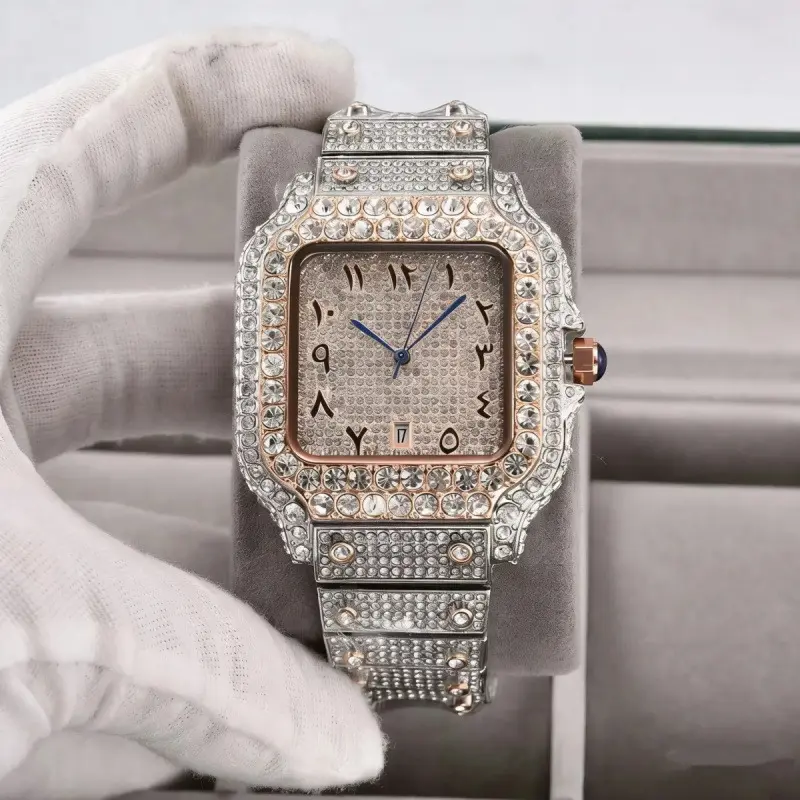 Square Wristwatch for Women, Luxury Crystal Encrusted Bracelet with an Elegant Analog Dial for Business & Parties, Business Casual Wristwatch, Glamorous, Arabic Numeral Markers, Bling Watch, Shimmering, Exquisite Watch, Arabic Numerals, Watches