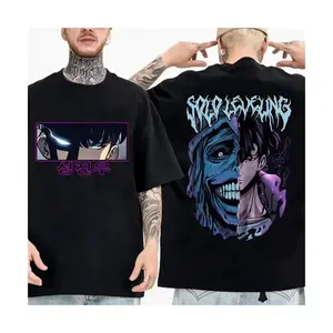 Solo Leveling anime Men's 100%clothing T-shirt Cotton retro Japanese O-neck short-sleeved Hipster Fashionable Relaxing and breathable short-sleeved T-shirt Men's and women's T-shirts: Unisex cotton T-shirts: Unique gift T-shirts